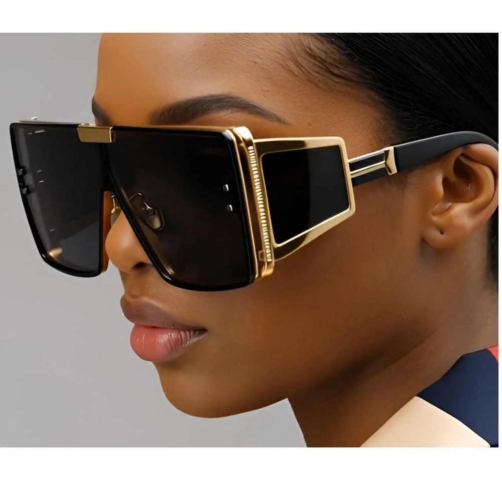 Shield Sunglasses Women Oversized Flat Top‎ Fashion Shades Designer Betty Lentes